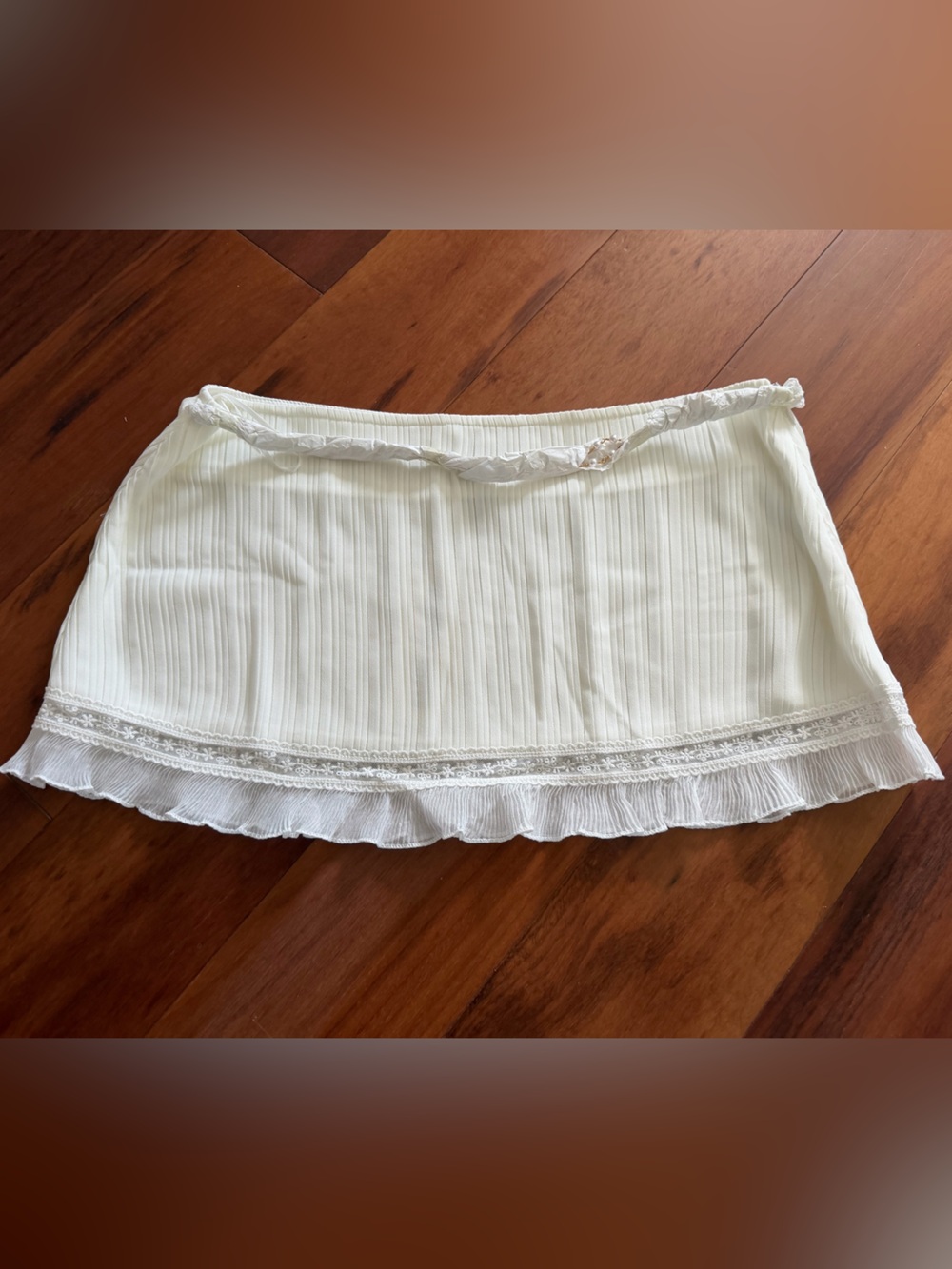Sasha Therese Women’s Lace-Trim Mini Skirt — Cream